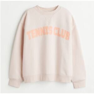 NEW! H&M Tennis Club Sweatshirt in Light beige/Tennis Club (S)